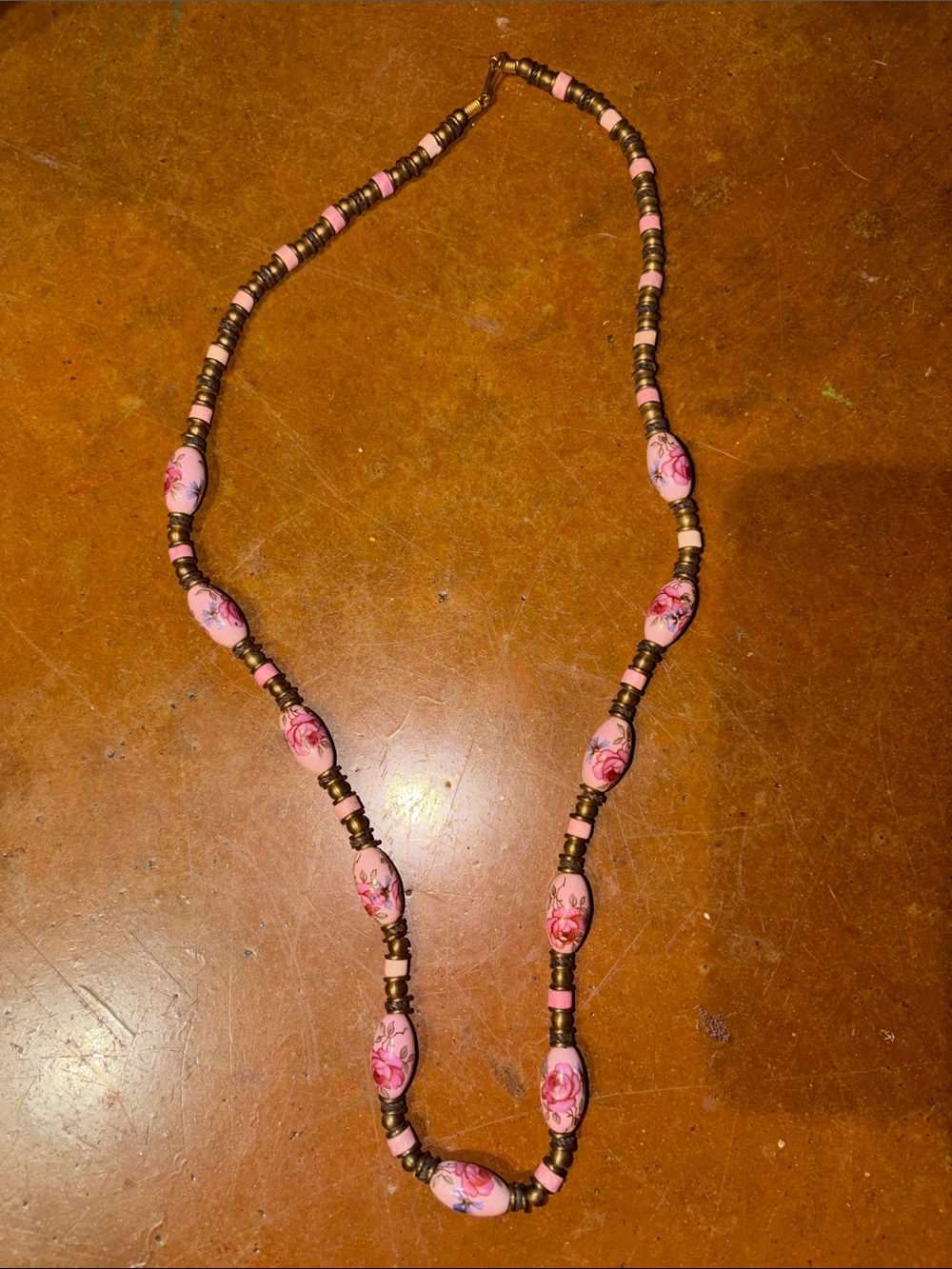 Vintage Pink Floral Bead Necklace - Women's Jewelry